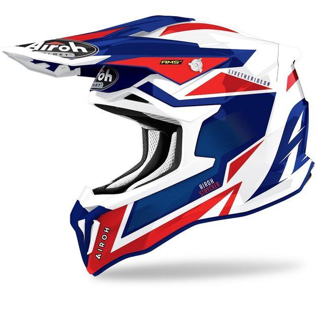 Шлем кросс AIROH Strycker Axe Blue Red Gloss